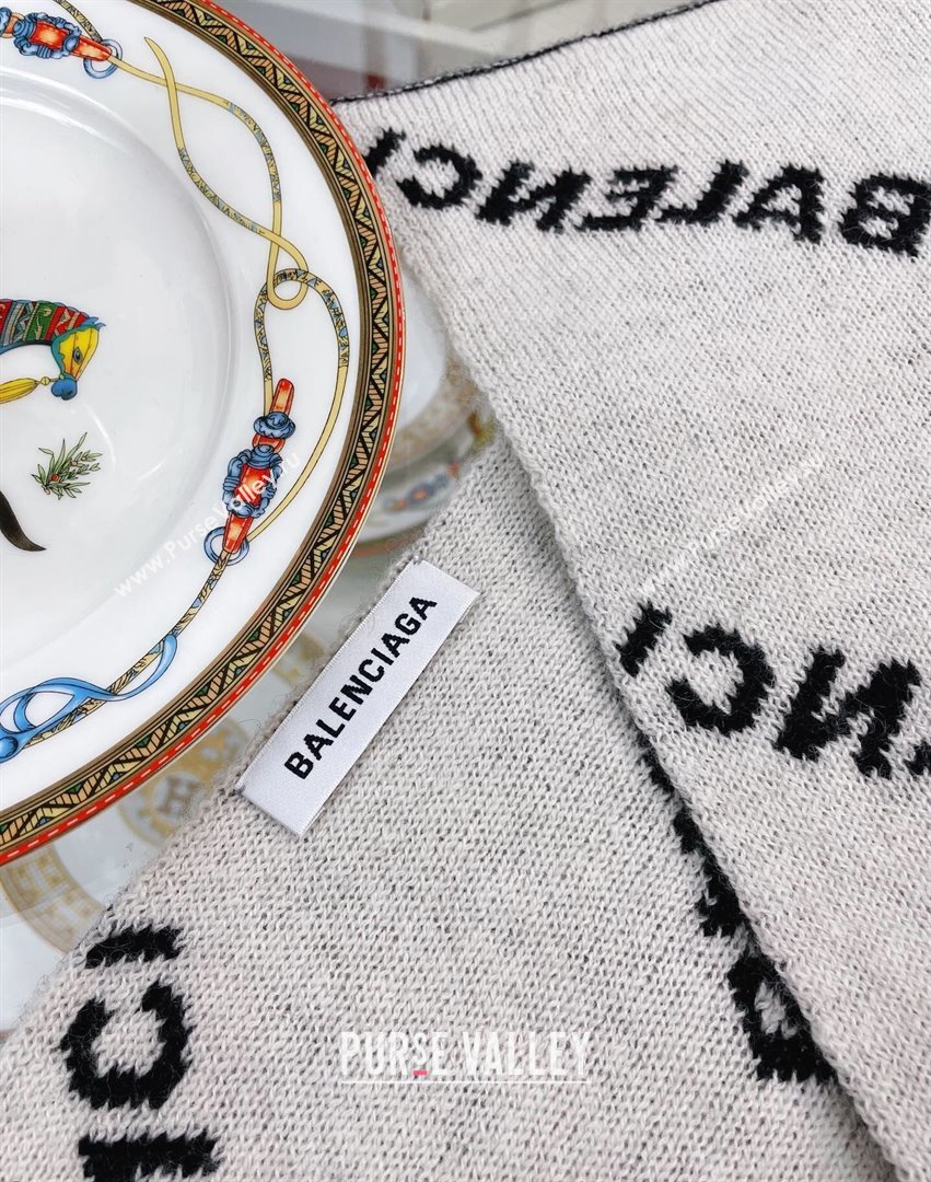 Balenciaga Allover Logo Cashmere Scarf 38x200cm Black 2021 21100762 (A-21100762)