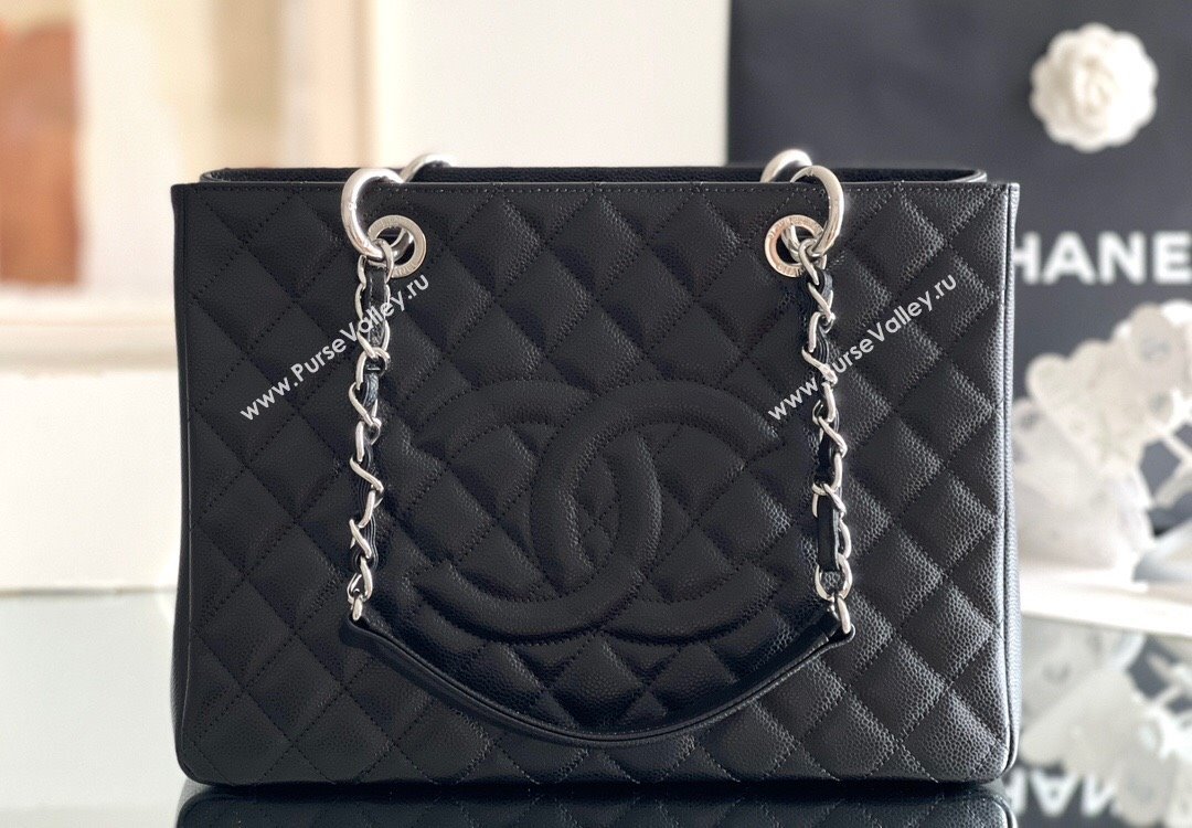 Chanel Grand Shopping Tote GST Bag in Grained HAAS Calfskin AS3260 Black/Silver 2024 (MHE-24062504)