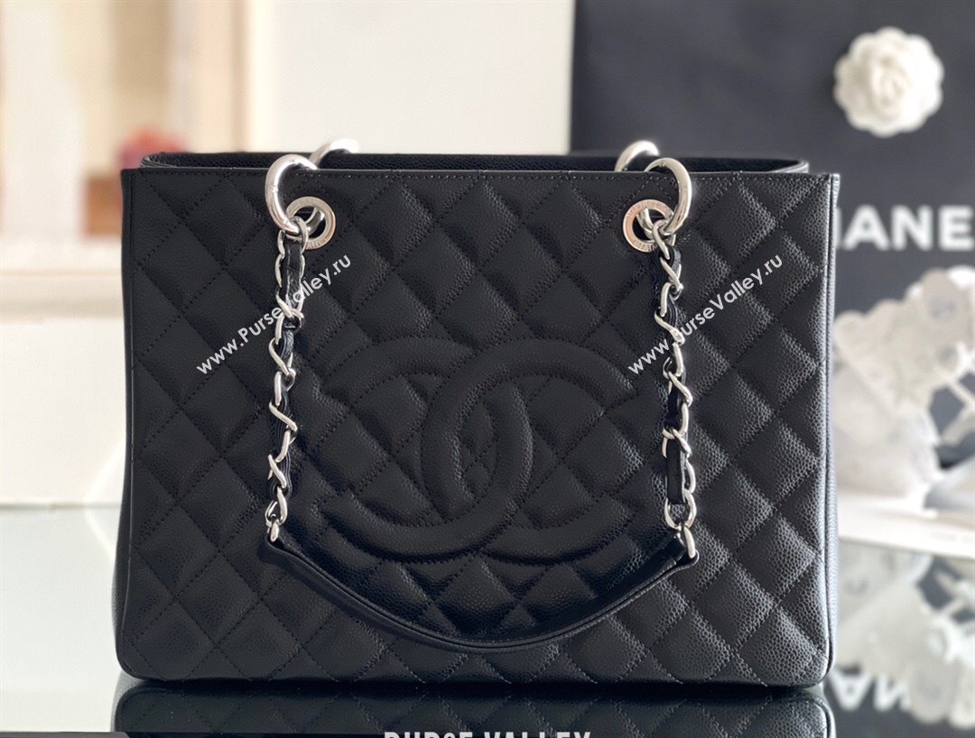 Chanel Grand Shopping Tote GST Bag in Grained HAAS Calfskin AS3260 Black/Silver 2024 (MHE-24062504)