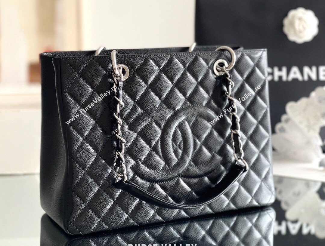 Chanel Grand Shopping Tote GST Bag in Grained HAAS Calfskin AS3260 Black/Silver 2024 (MHE-24062504)