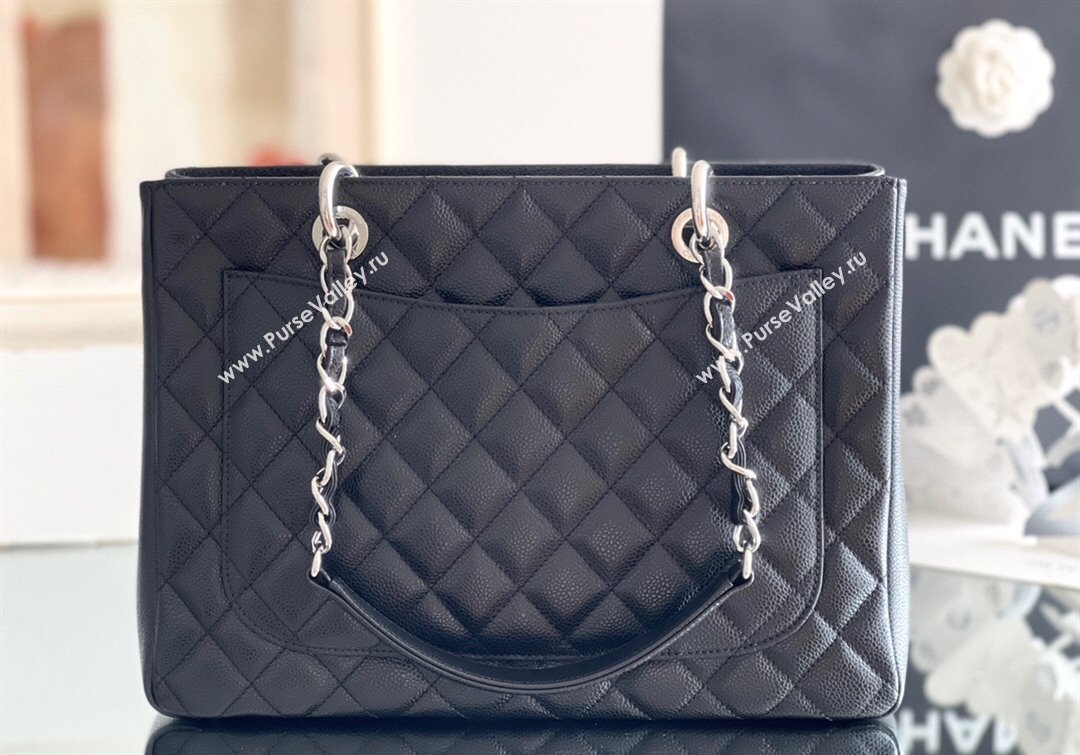 Chanel Grand Shopping Tote GST Bag in Grained HAAS Calfskin AS3260 Black/Silver 2024 (MHE-24062504)