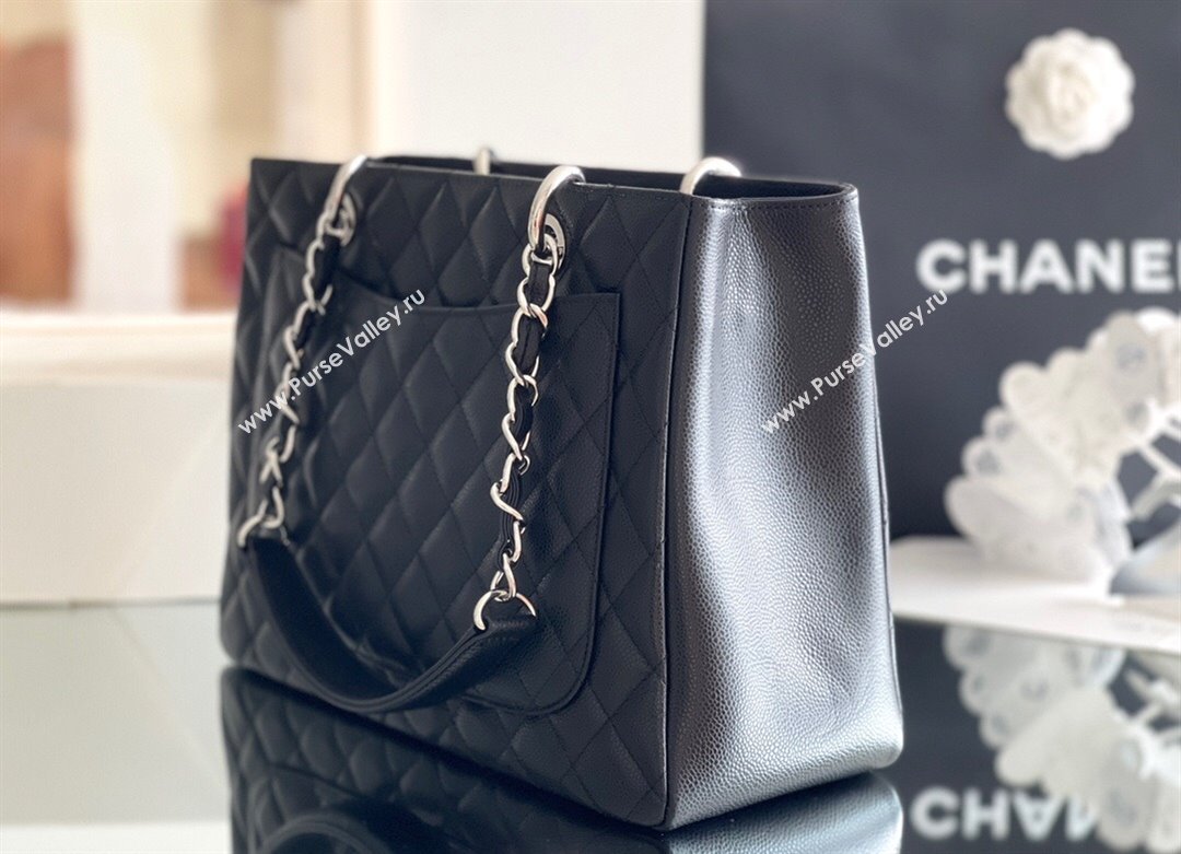 Chanel Grand Shopping Tote GST Bag in Grained HAAS Calfskin AS3260 Black/Silver 2024 (MHE-24062504)