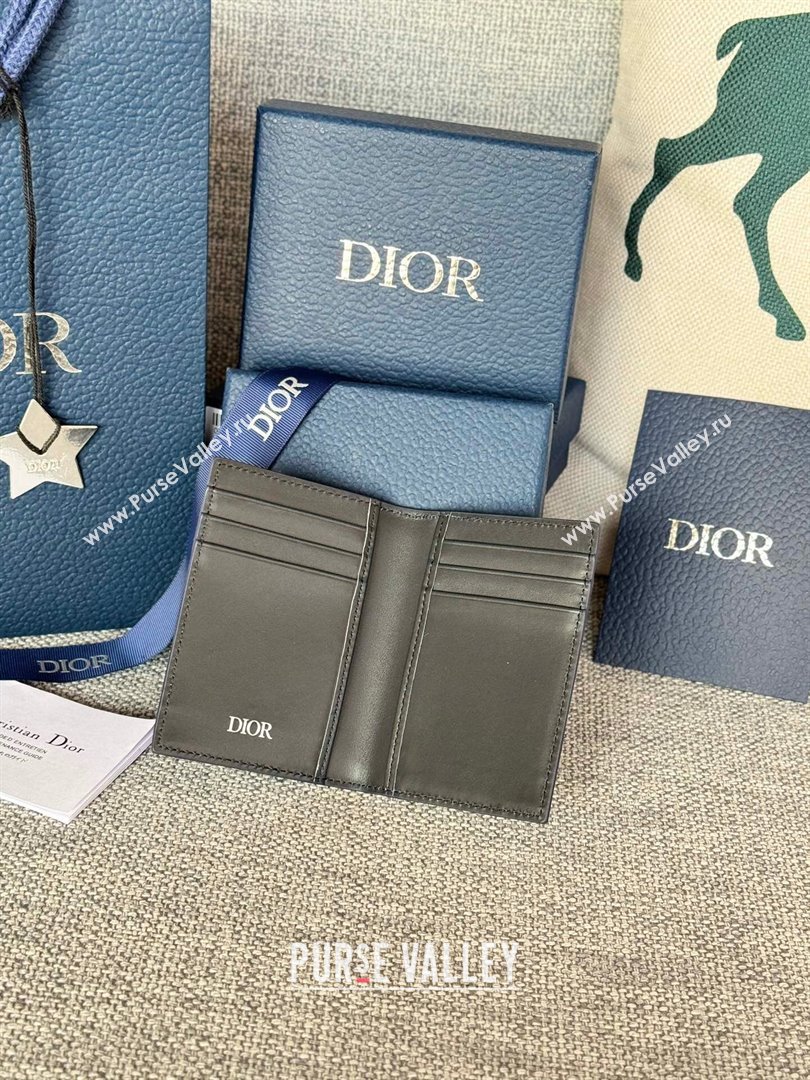 Dior Essentials Bi-Fold Card Holder Navy Blue CD Diamond Canvas 2024 (DMZ-2411109)