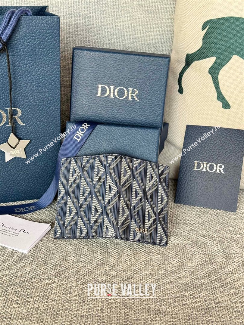 Dior Essentials Bi-Fold Card Holder Navy Blue CD Diamond Canvas 2024 (DMZ-2411109)