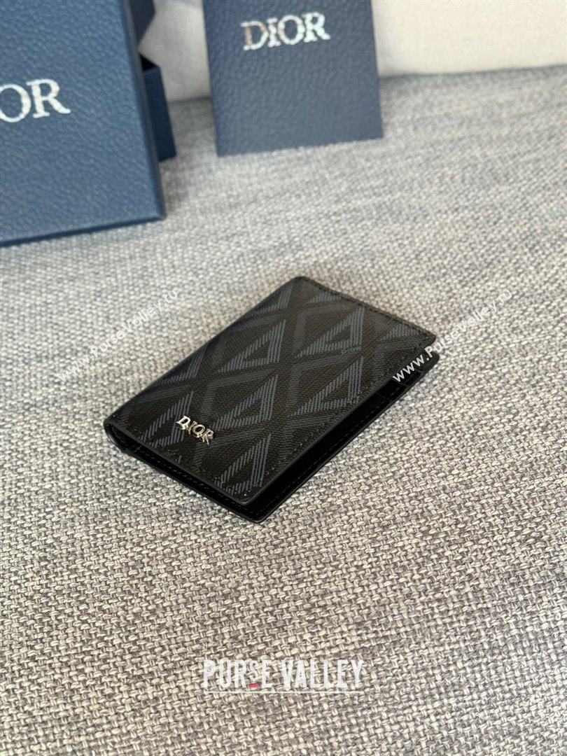 Dior Essentials Bi-Fold Card Holder Black CD Diamond Canvas 2024 (DMZ-2411112)