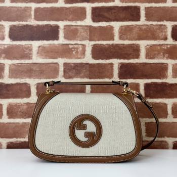 Gucci Blondie Medium Top Handle Bag 815716 Brown/White Canvas 2024 (DLH-24112513)