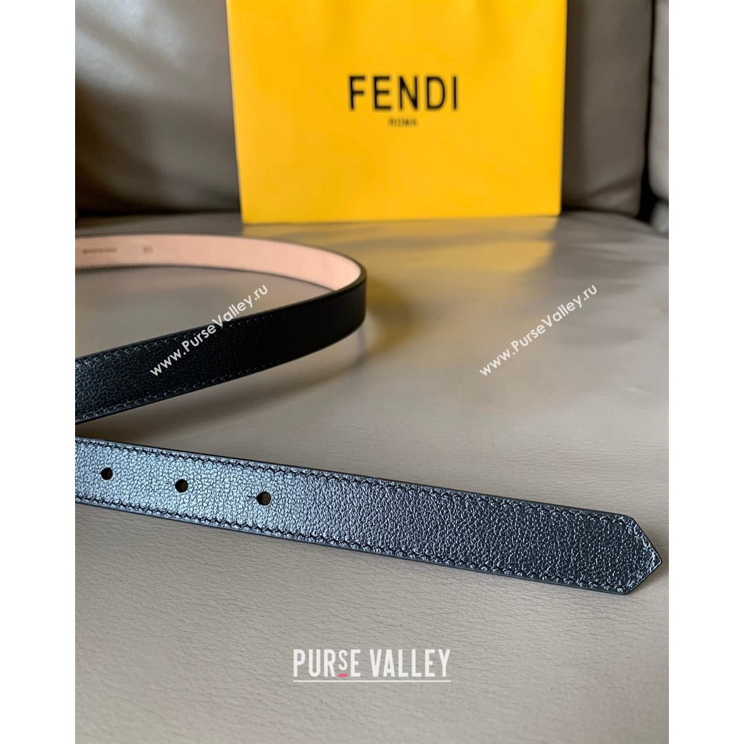 Fendi Womens Calfskin Belt 20mm with FF Buckle Black/Gold 2021 (99-21082341)