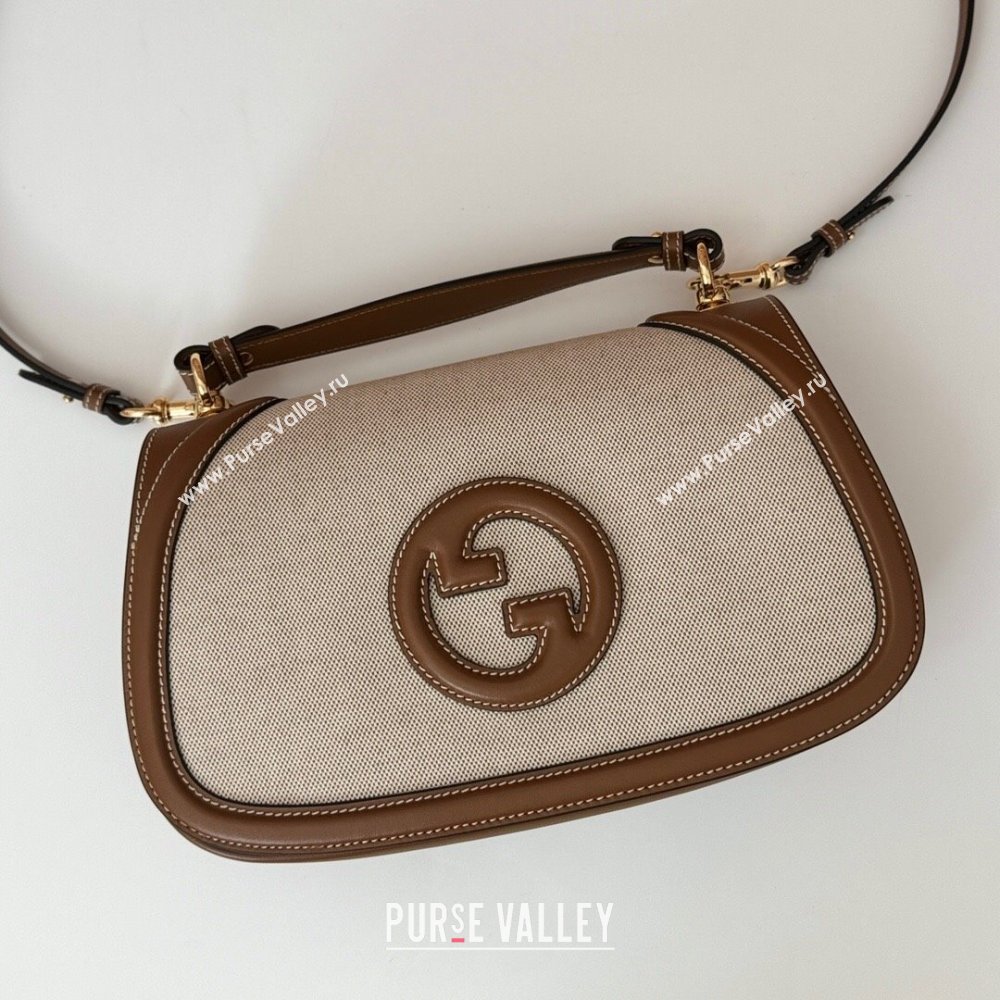 Gucci Blondie Medium Top Handle Bag 815716 Brown/White Canvas 2024 (DLH-24112513)