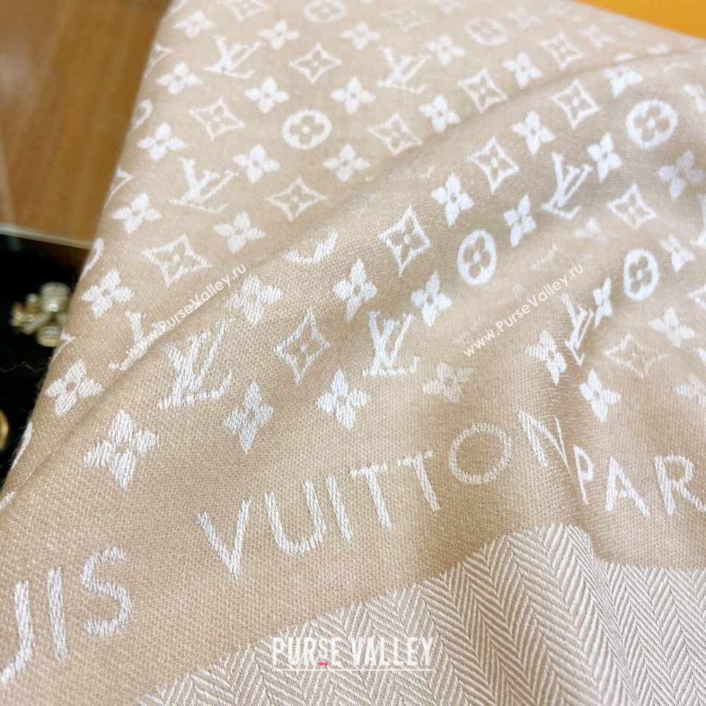 Louis Vuitton Wool Silk Monogram Scarf LV103023 Beige 2023 Top (5-23103023)