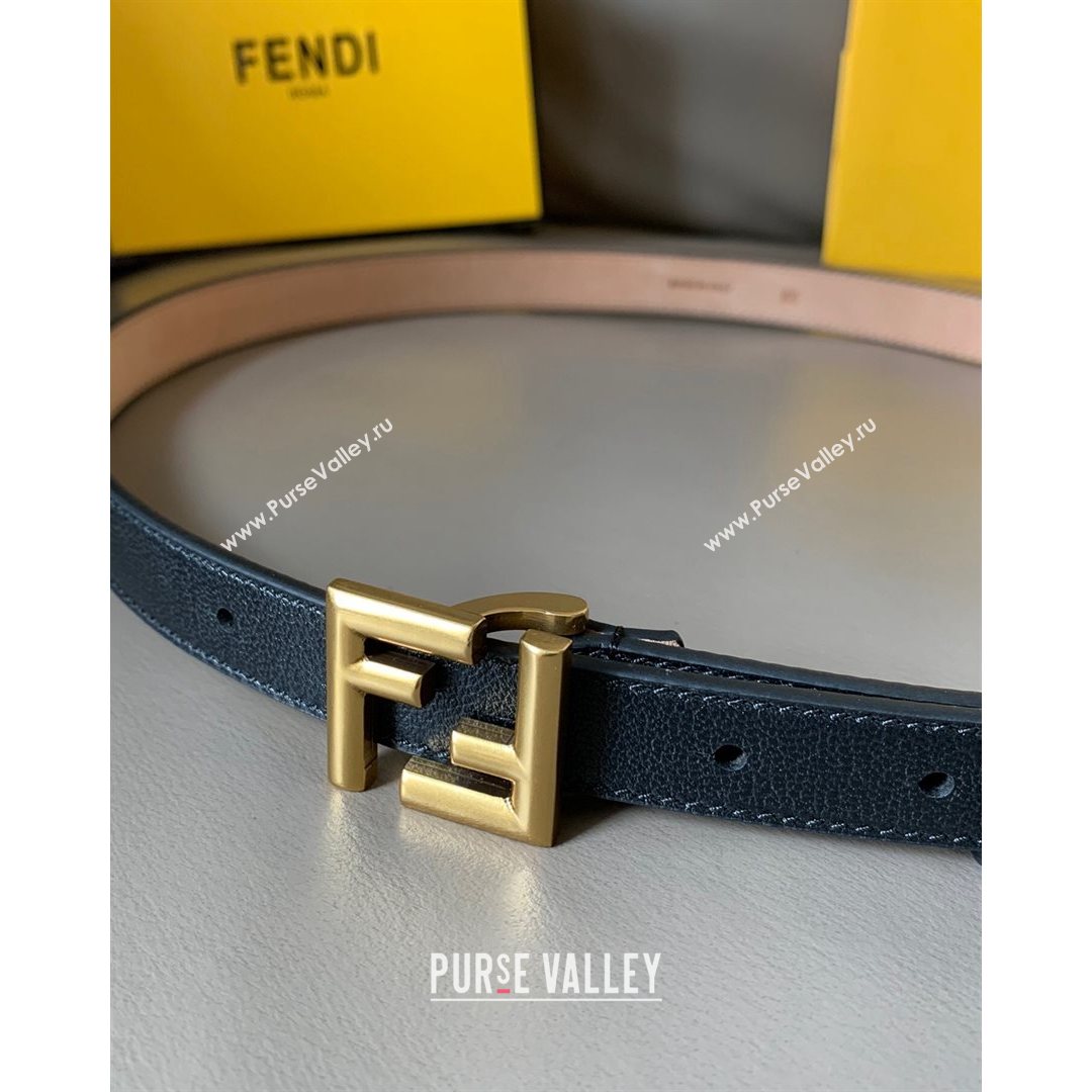 Fendi Womens Calfskin Belt 20mm with FF Buckle Black/Gold 2021 (99-21082341)