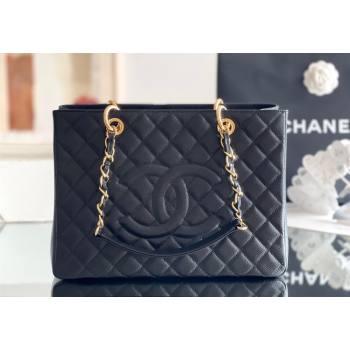 Chanel Grand Shopping Tote GST Bag in Grained HAAS Calfskin AS3260 Black/Gold 2024 Top Quality (MHE-24062505)