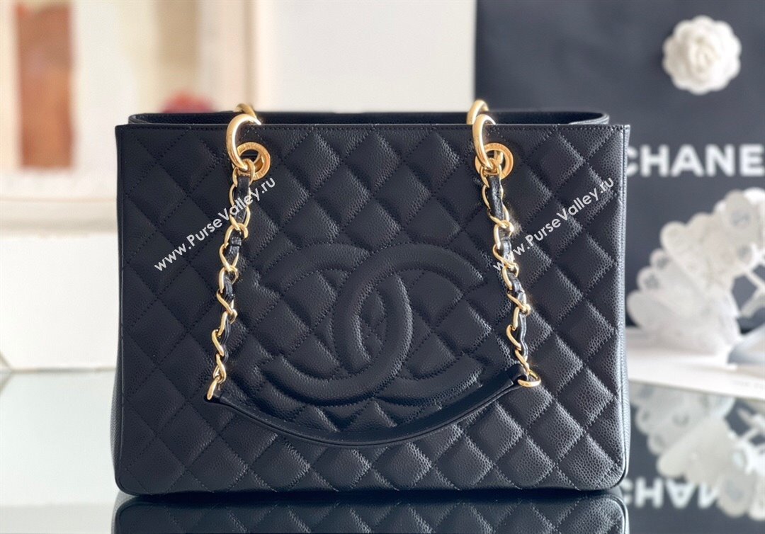 Chanel Grand Shopping Tote GST Bag in Grained HAAS Calfskin AS3260 Black/Gold 2024 Top Quality (MHE-24062505)