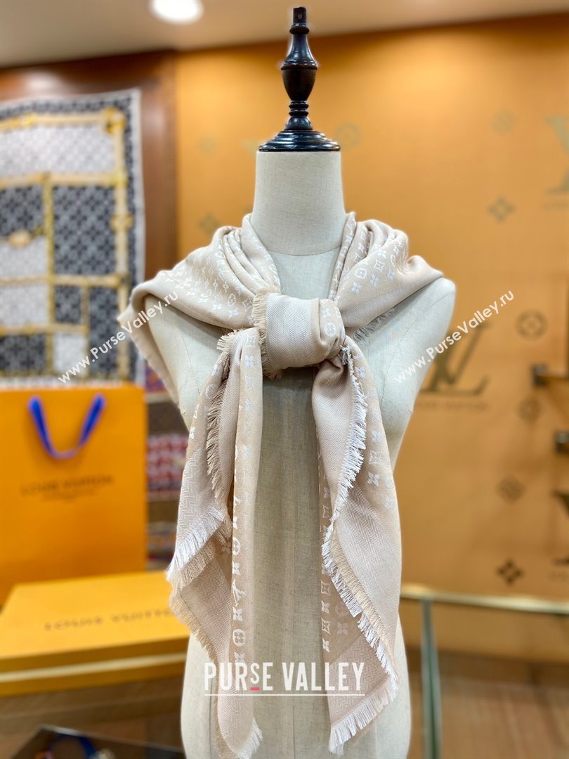 Louis Vuitton Wool Silk Monogram Scarf LV103023 Beige 2023 Top (5-23103023)