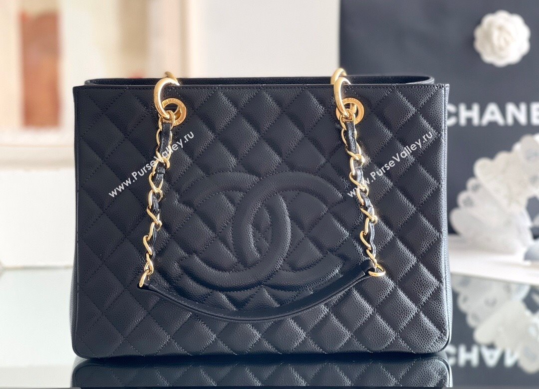 Chanel Grand Shopping Tote GST Bag in Grained HAAS Calfskin AS3260 Black/Gold 2024 Top Quality (MHE-24062505)