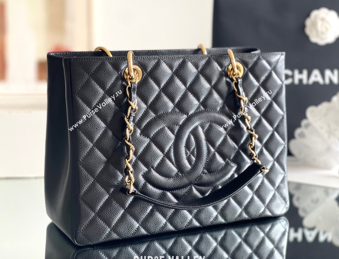 Chanel Grand Shopping Tote GST Bag in Grained HAAS Calfskin AS3260 Black/Gold 2024 Top Quality (MHE-24062505)