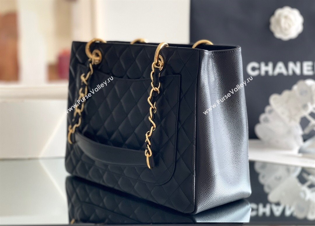 Chanel Grand Shopping Tote GST Bag in Grained HAAS Calfskin AS3260 Black/Gold 2024 Top Quality (MHE-24062505)