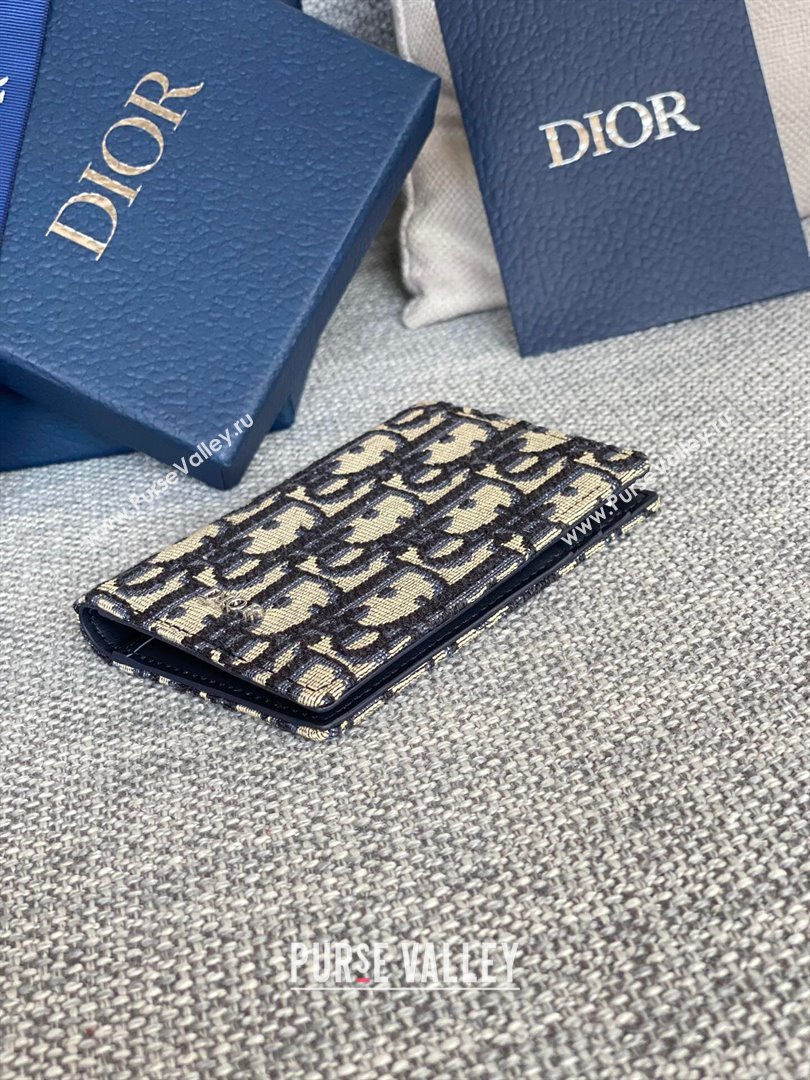 Dior Essentials Bi-Fold Card Holder Beige and Black Dior Oblique Jacquard 2024 (DMZ-2411111)