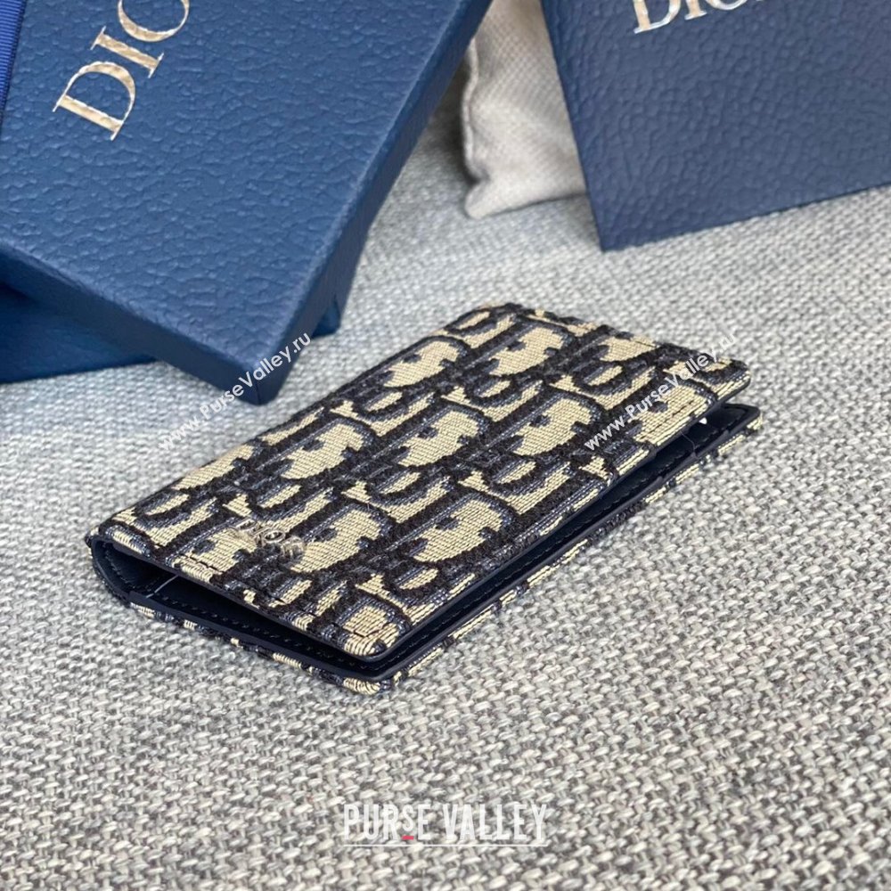 Dior Essentials Bi-Fold Card Holder Beige and Black Dior Oblique Jacquard 2024 (DMZ-2411111)