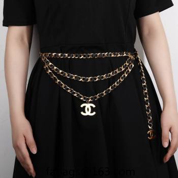Chanel Chain and Leather Belt Black/Gold 2024 CH102310 (YF-241023010)