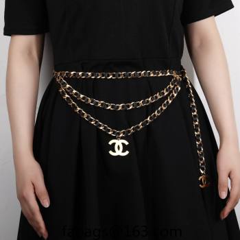 Chanel Chain and Leather Belt Black/Gold 2024 CH102310 (YF-241023010)