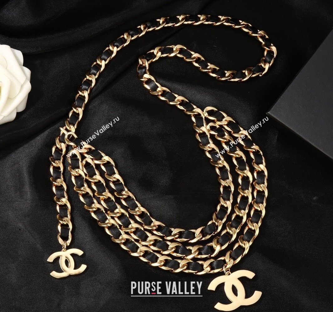 Chanel Chain and Leather Belt Black/Gold 2024 CH102310 (YF-241023010)