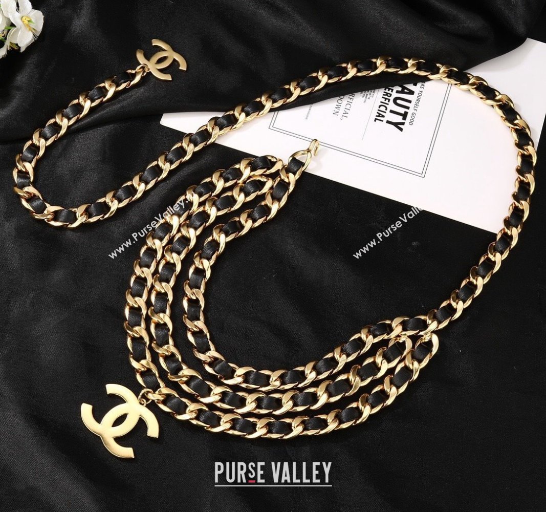 Chanel Chain and Leather Belt Black/Gold 2024 CH102310 (YF-241023010)