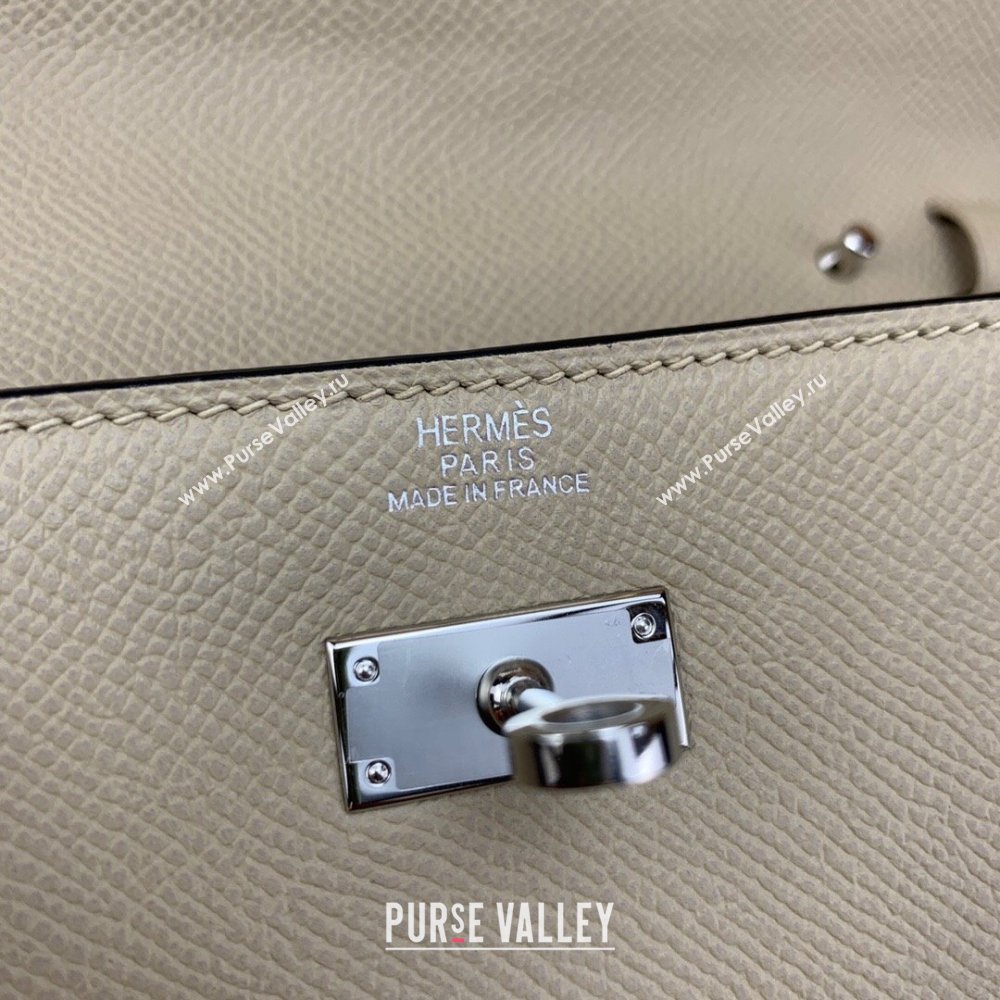 Hermes Kelly To Go Wallet Bag in Original Epsom Leather S2 Trench Coat Grey/Silver 2024(Full Handmade) (XYA-24100819)