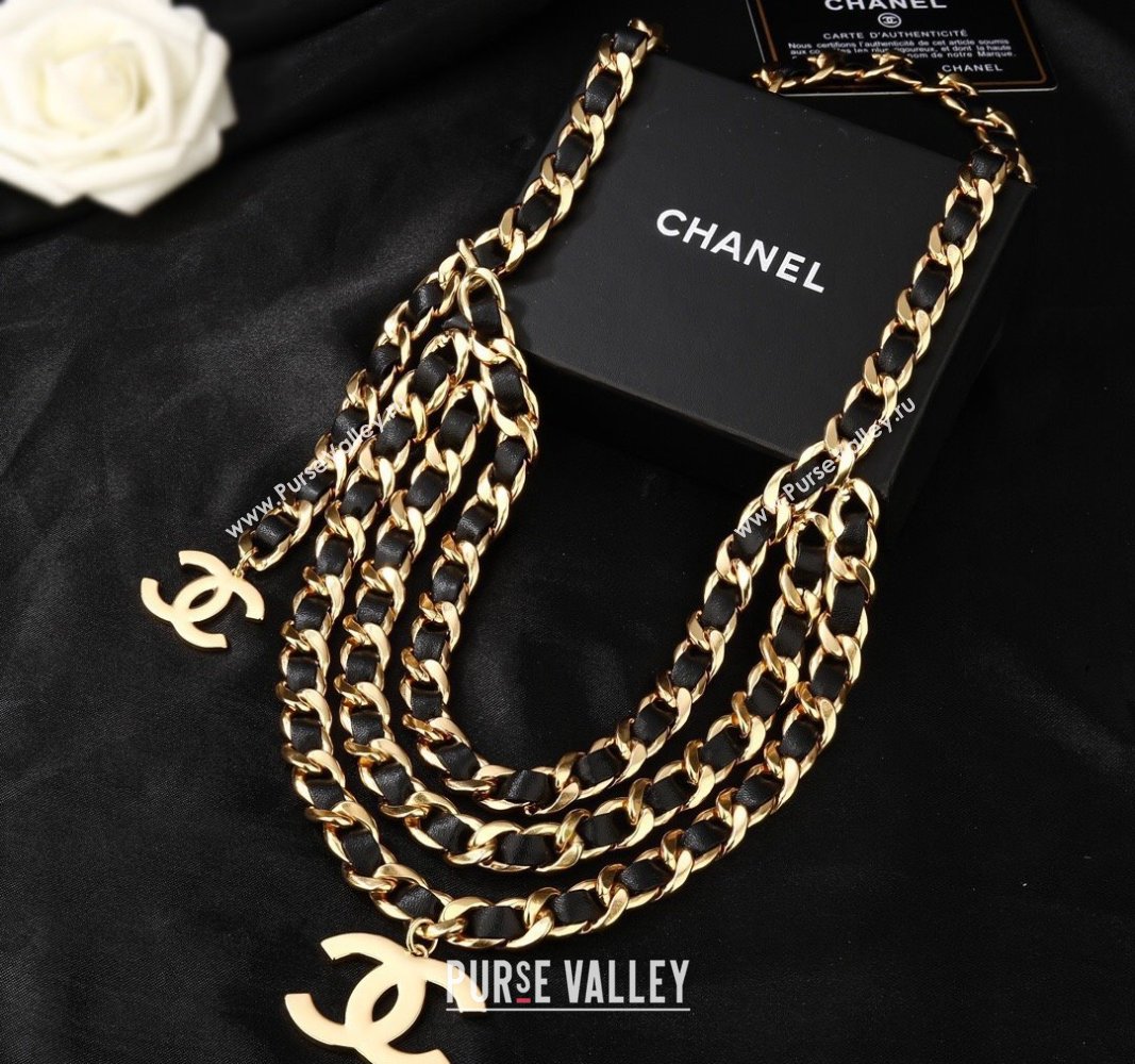 Chanel Chain and Leather Belt Black/Gold 2024 CH102310 (YF-241023010)