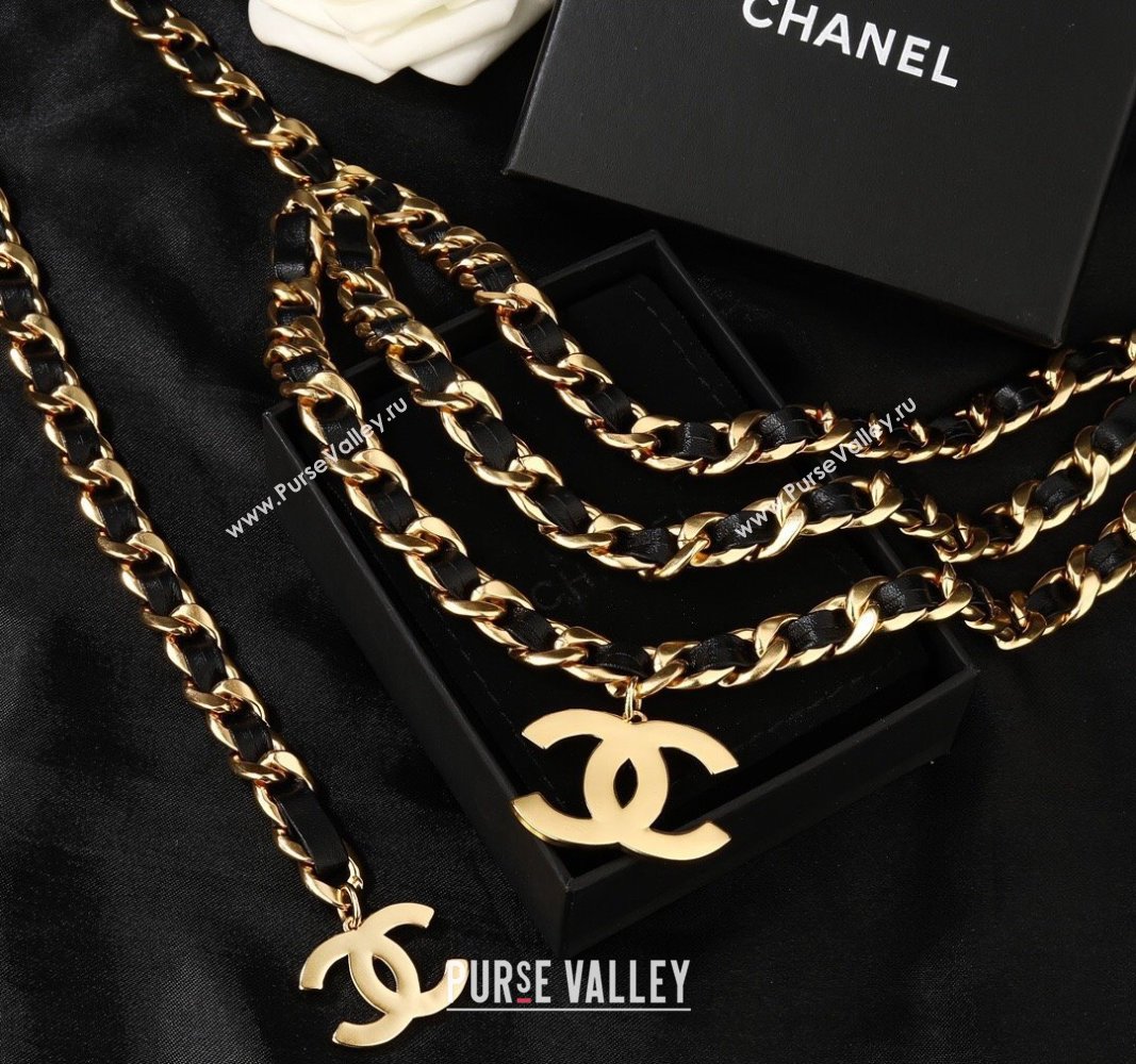 Chanel Chain and Leather Belt Black/Gold 2024 CH102310 (YF-241023010)