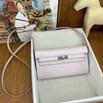 Hermes Kelly To Go Wallet Bag in Original Epsom Leather 09 Dreamy Purple/Silver 2024(Full Handmade) (XYA-24100820)