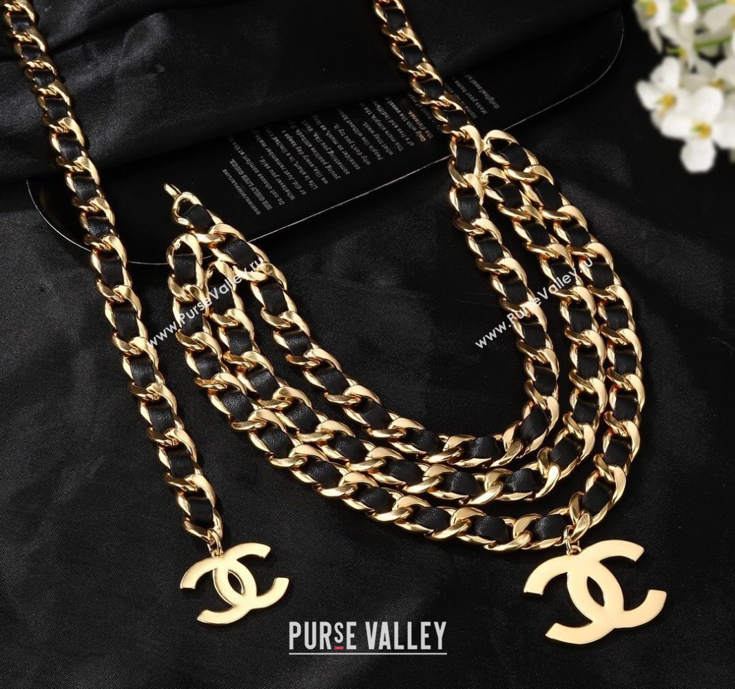 Chanel Chain and Leather Belt Black/Gold 2024 CH102310 (YF-241023010)