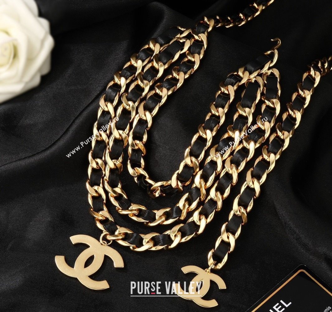 Chanel Chain and Leather Belt Black/Gold 2024 CH102310 (YF-241023010)