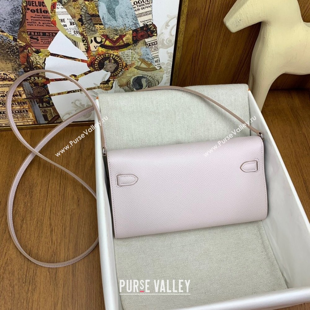 Hermes Kelly To Go Wallet Bag in Original Epsom Leather 09 Dreamy Purple/Silver 2024(Full Handmade) (XYA-24100820)