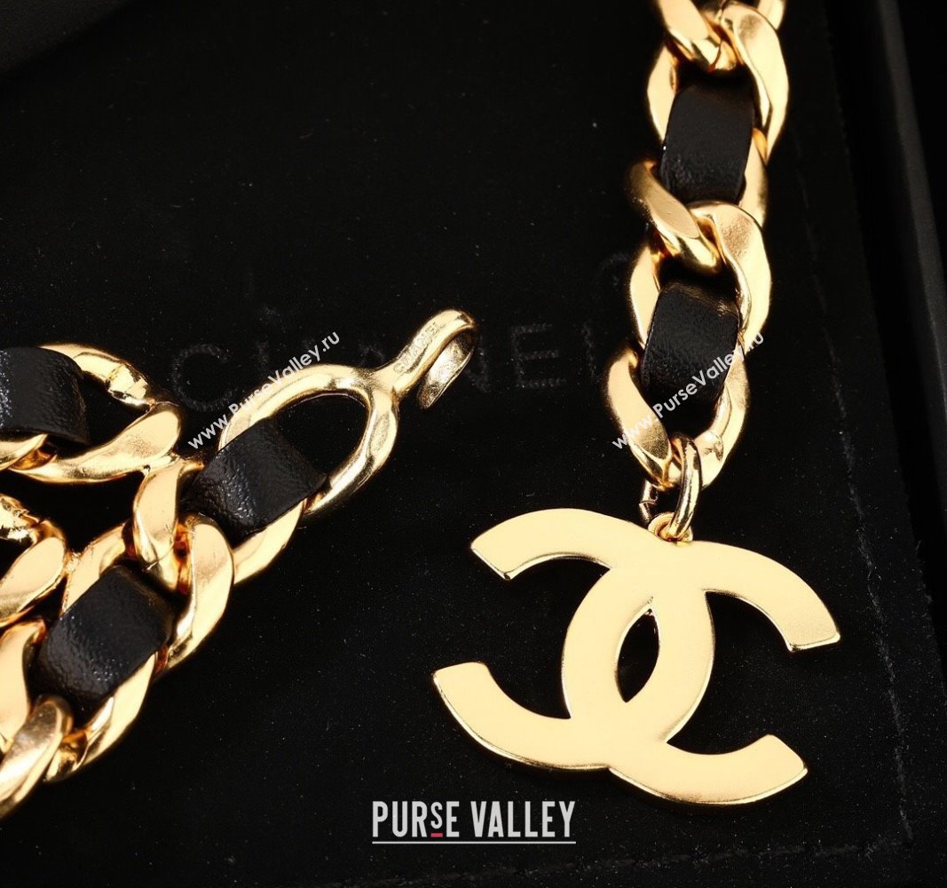 Chanel Chain and Leather Belt Black/Gold 2024 CH102310 (YF-241023010)