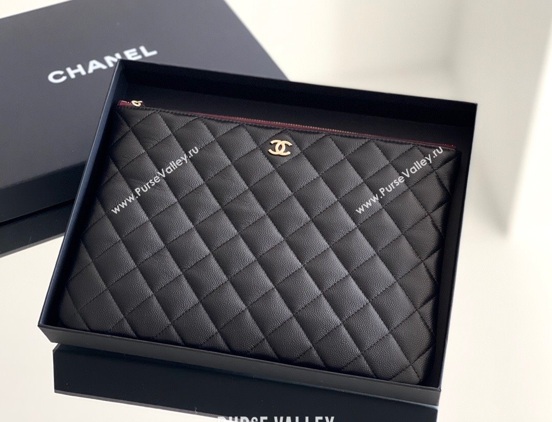 Chanel Clutch Bag in Grained HAAS Calfskin Black/Gold 2024 Top Quality (MHE-24062506)