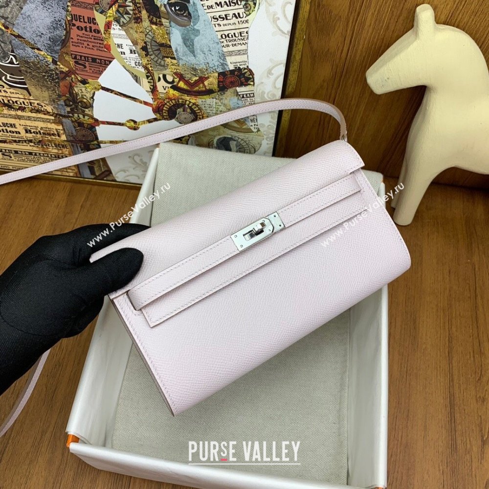 Hermes Kelly To Go Wallet Bag in Original Epsom Leather 09 Dreamy Purple/Silver 2024(Full Handmade) (XYA-24100820)