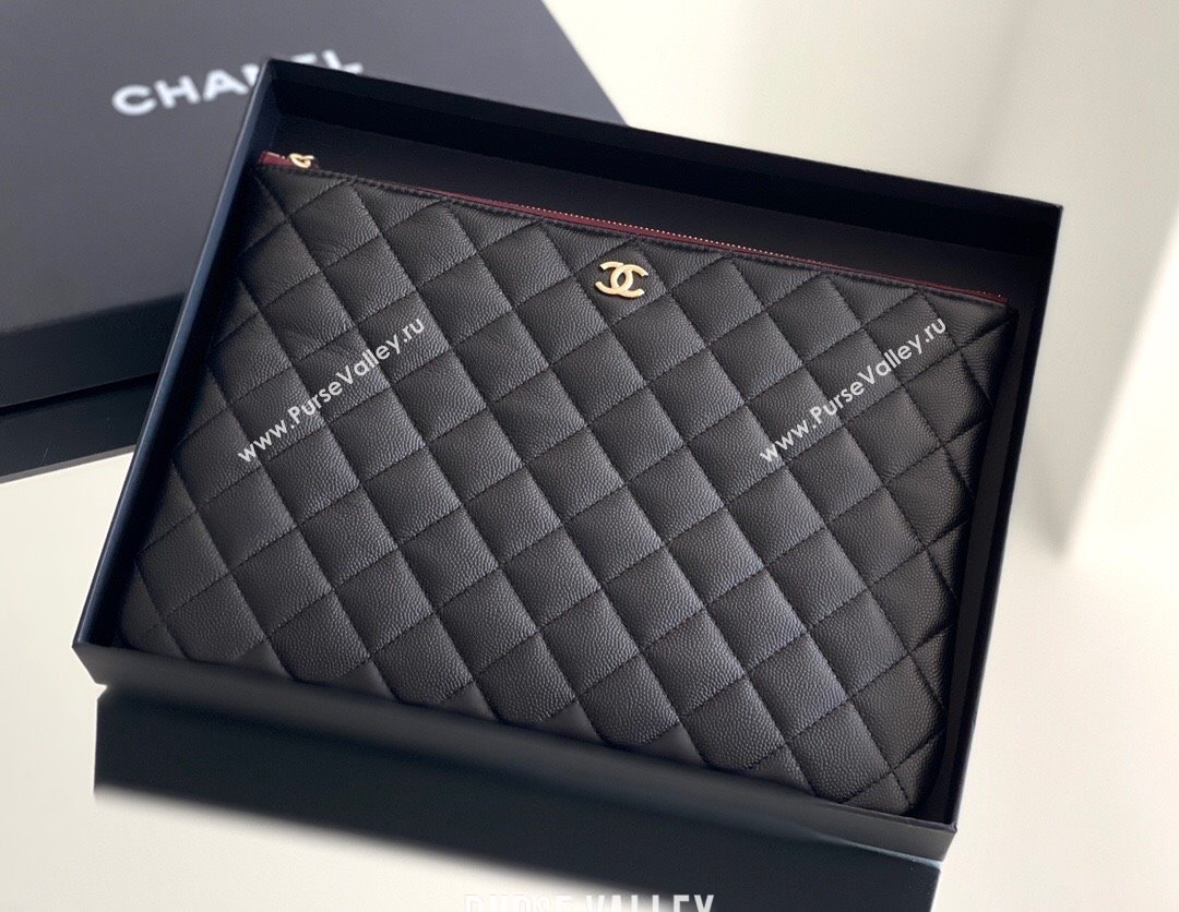 Chanel Clutch Bag in Grained HAAS Calfskin Black/Gold 2024 Top Quality (MHE-24062506)