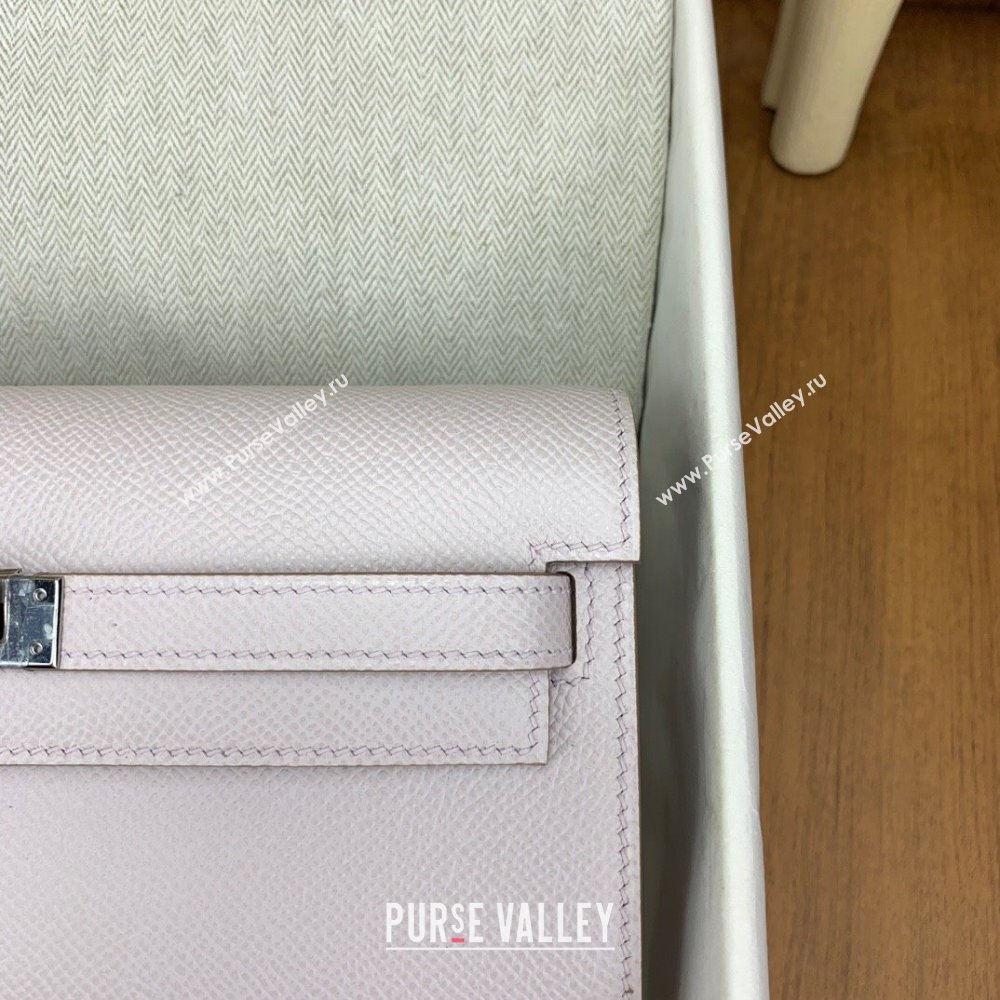 Hermes Kelly To Go Wallet Bag in Original Epsom Leather 09 Dreamy Purple/Silver 2024(Full Handmade) (XYA-24100820)