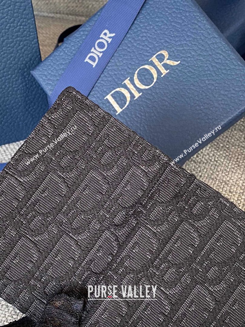 Dior Essentials Bi-Fold Card Holder in Black Dior Oblique Jacquard 2024 (DMZ-2411113)