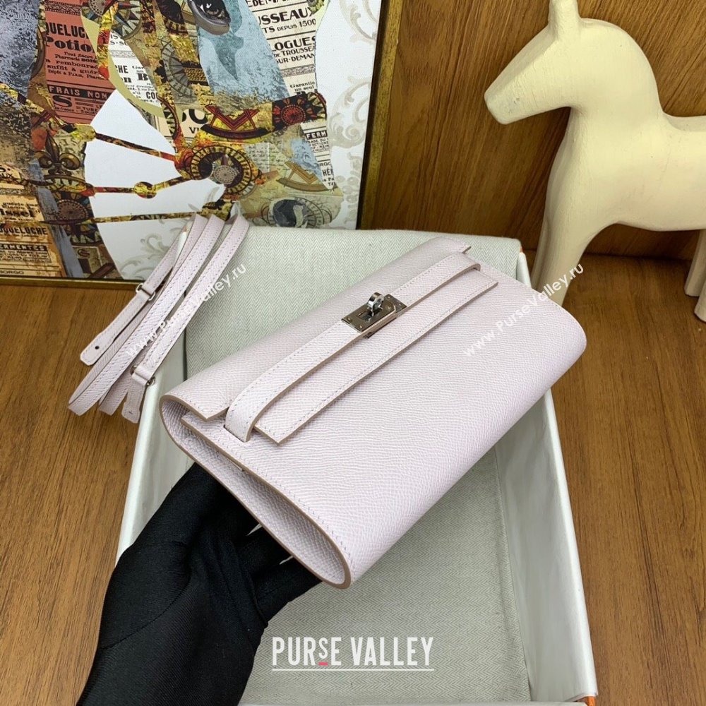 Hermes Kelly To Go Wallet Bag in Original Epsom Leather 09 Dreamy Purple/Silver 2024(Full Handmade) (XYA-24100820)