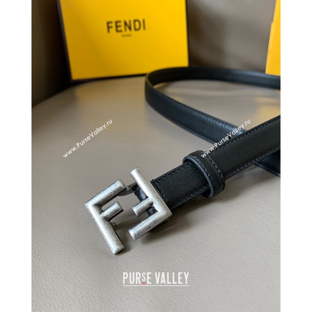 Fendi Womens Calfskin Belt 20mm with FF Buckle Black/Silver 2021 (99-21082345)