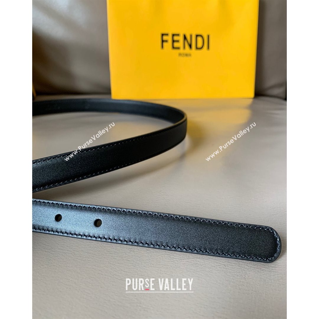 Fendi Womens Calfskin Belt 20mm with FF Buckle Black/Silver 2021 (99-21082345)