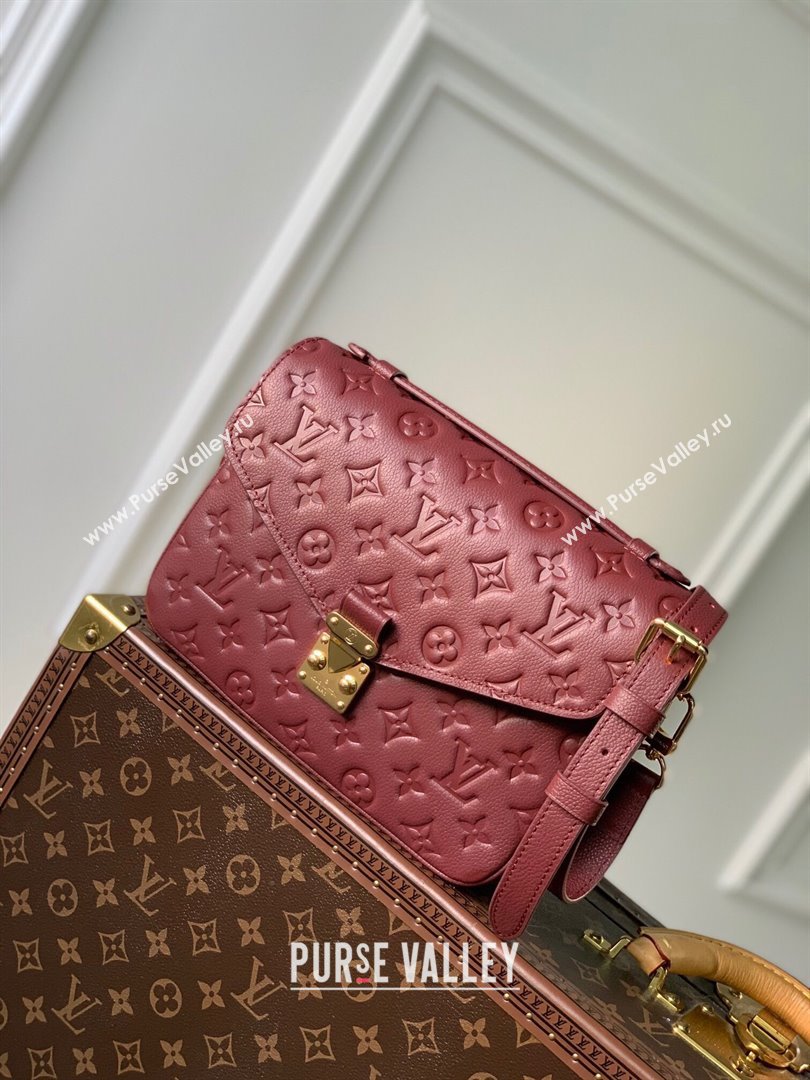 Louis Vuitton Pochette Metis Monogram Embossed Leather Bag M41487 Burgundy 2023 (K-23102338)