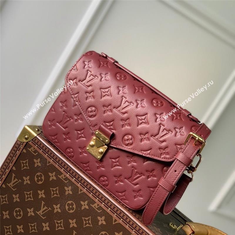 Louis Vuitton Pochette Metis Monogram Embossed Leather Bag M41487 Burgundy 2023 (K-23102338)