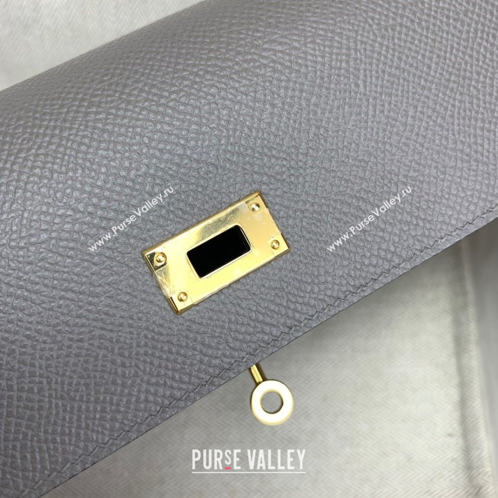 Hermes Kelly To Go Wallet Bag in Original Epsom Leather OL Cumulonimbus Grey/Gold 2024(Full Handmade) (XYA-24100822)