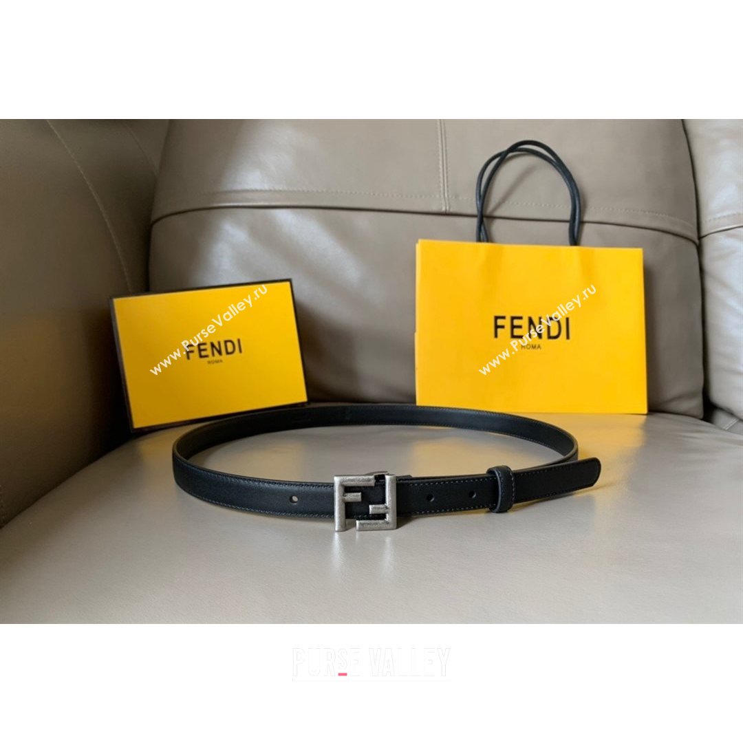 Fendi Womens Calfskin Belt 20mm with FF Buckle Black/Silver 2021 (99-21082345)