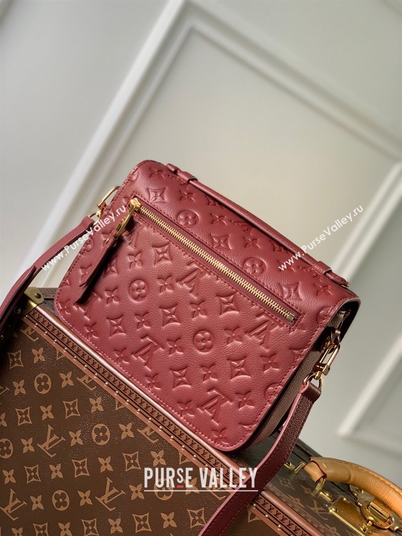 Louis Vuitton Pochette Metis Monogram Embossed Leather Bag M41487 Burgundy 2023 (K-23102338)