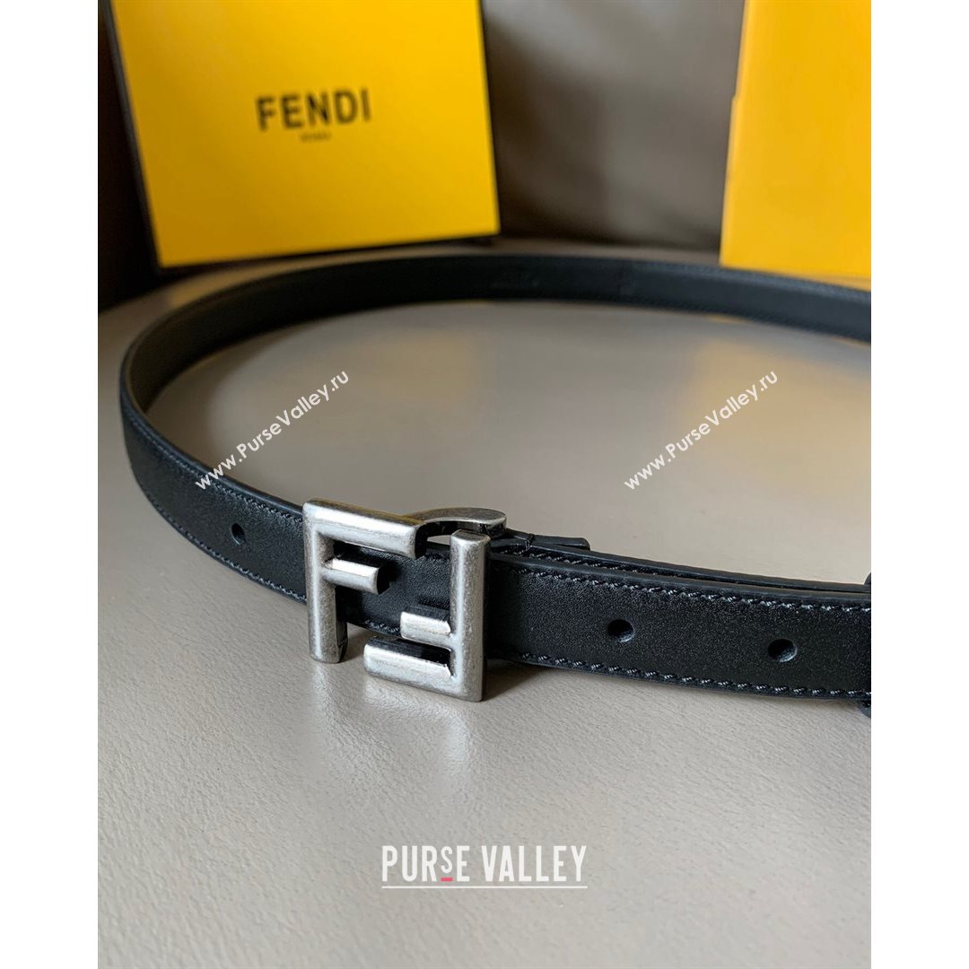 Fendi Womens Calfskin Belt 20mm with FF Buckle Black/Silver 2021 (99-21082345)