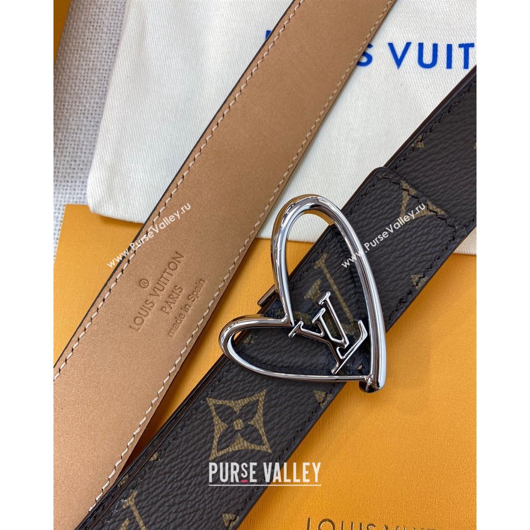 Louis Vuitton Monogram Canvas Belt 30mm with LV Heart Buckle Khaki 2021 (99-21082348)