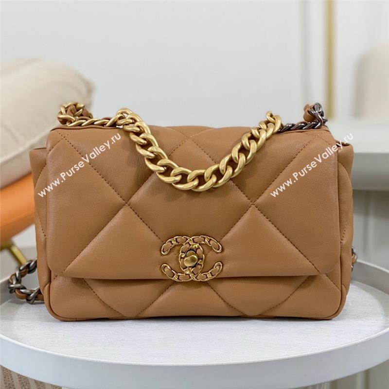 Chanel 19 Goatskin Small Flap Bag AS1160 Caramel 2023 TOP (SM-23102338)